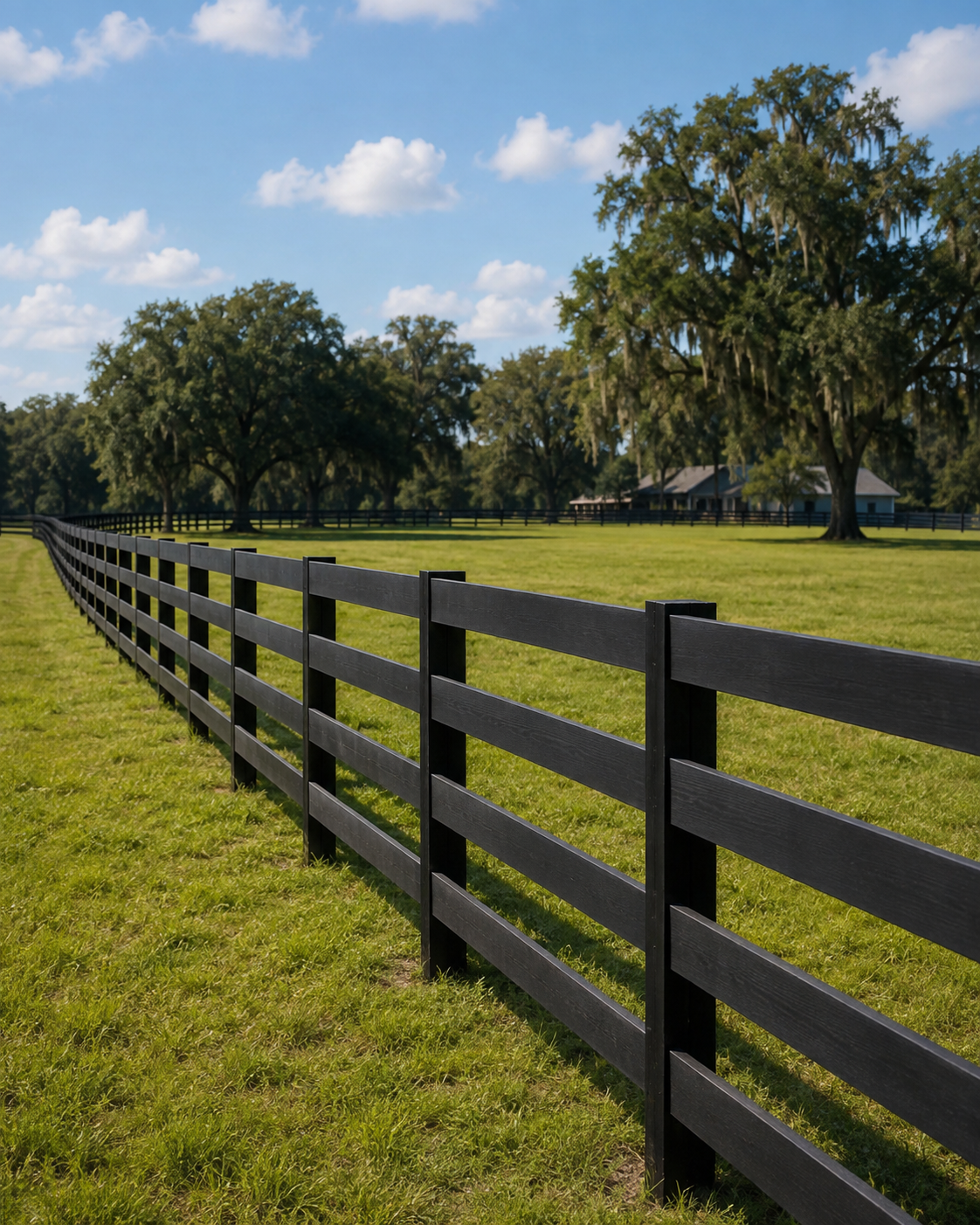 Large rural property with black board fencing