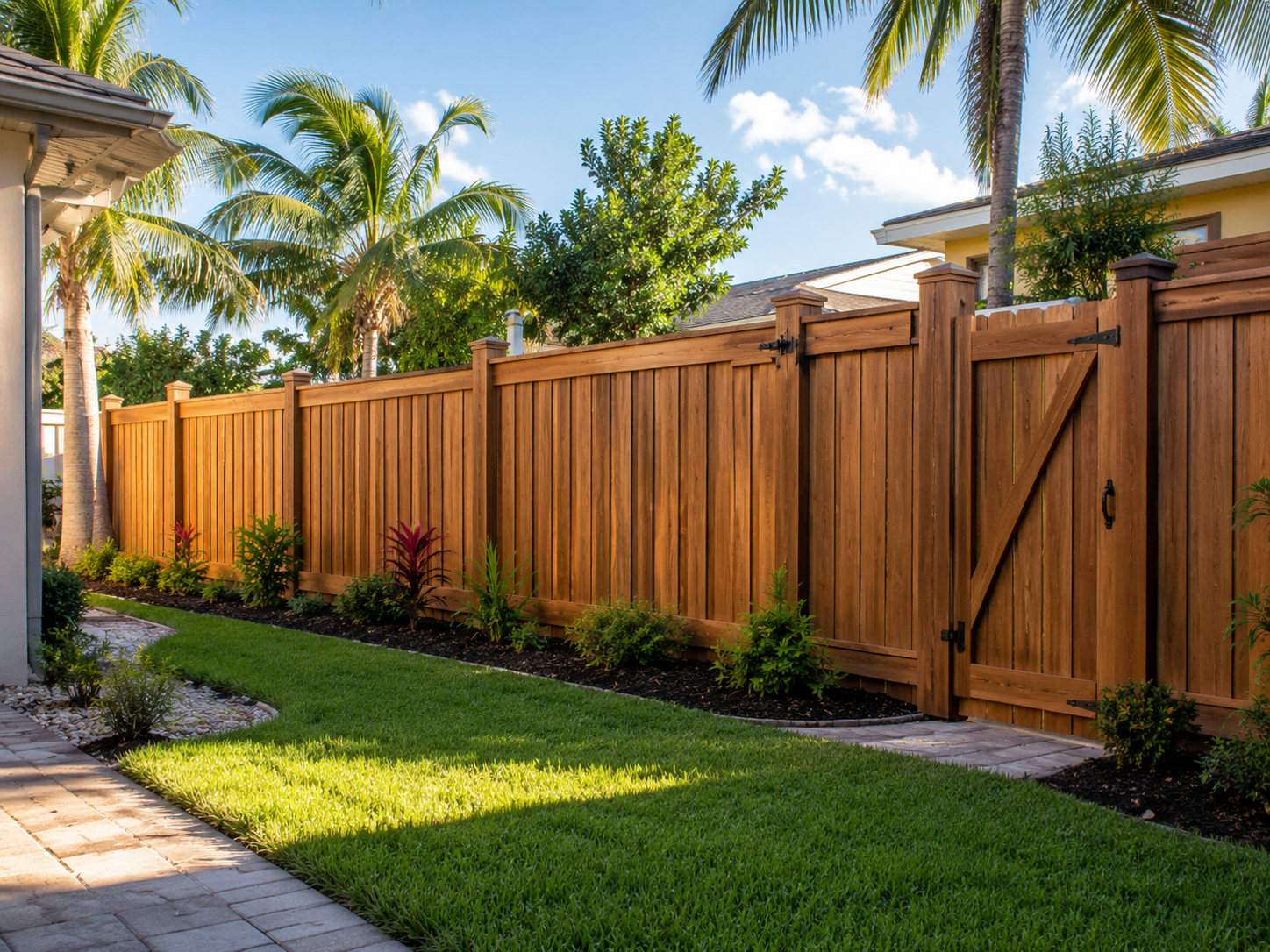 Wood privacy fencing around a residential property